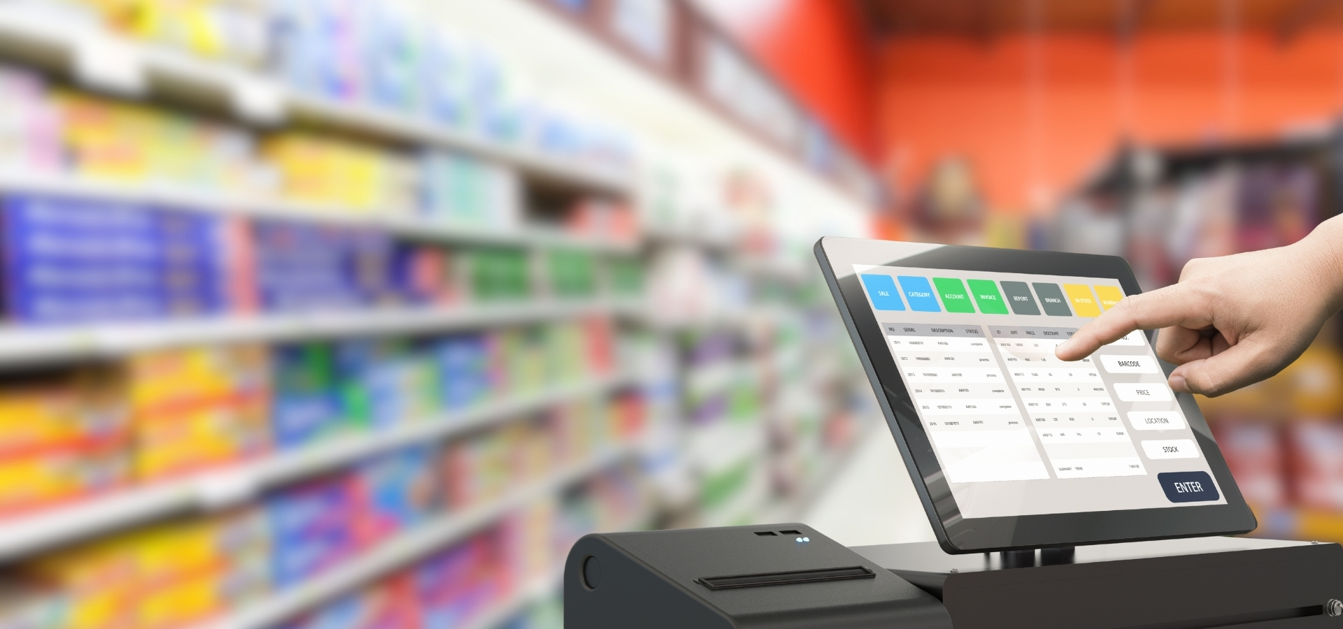 A modern point-of-sale system in a retail store